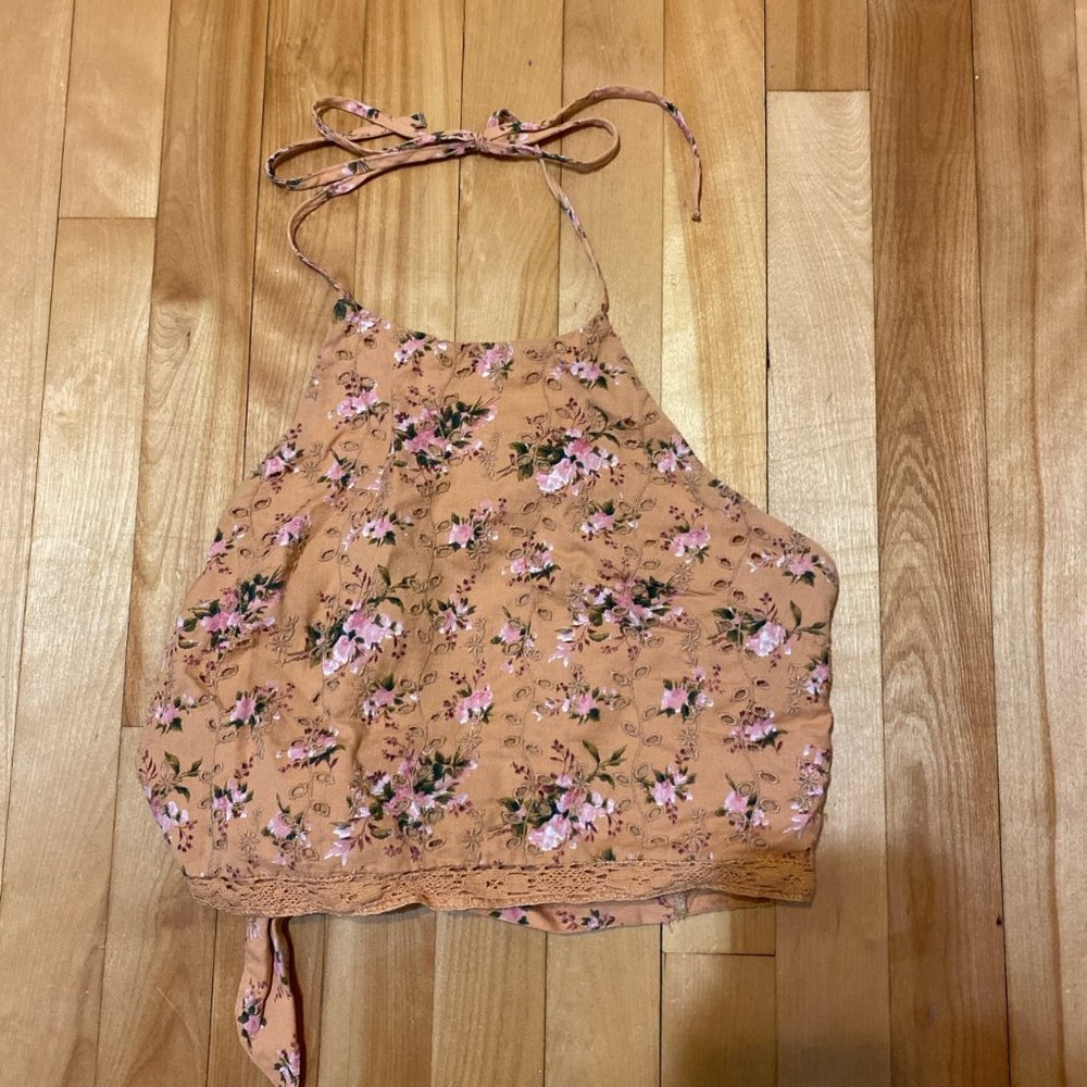 American Eagle Lace Eyelet Halter Top